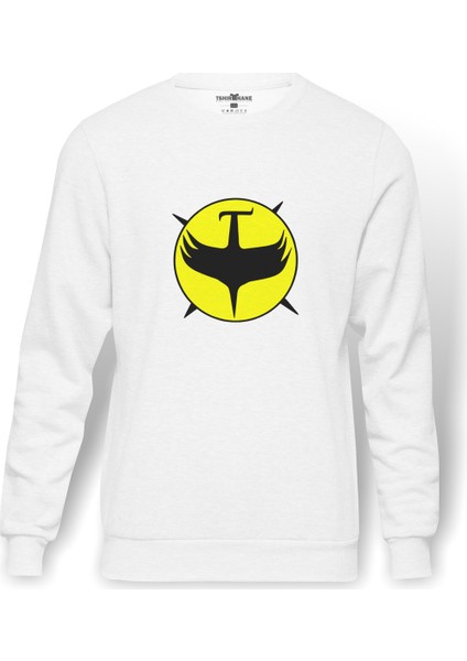Zagor Patrick Wilding Baskılı Beyaz Erkek Örme Sweatshirt Uzun Kol