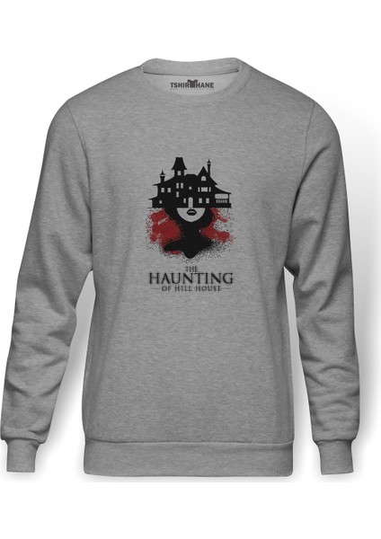 The Haunting Of Hill House Comic Baskılı Gri Erkek Örme Sweatshirt Uzun Kol
