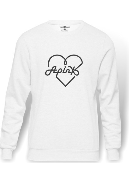 Apinx Logosu K Pop Korece Idol Baskılı Beyaz Erkek Örme Sweatshirt Uzun Kol