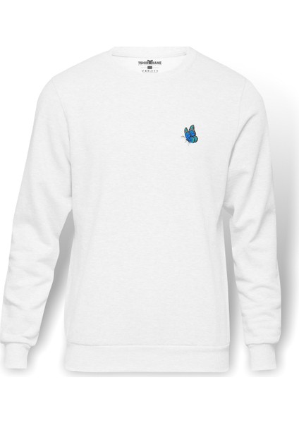 Baby Monarch Caterpillar 5 Baskılı Beyaz Erkek Örme Sweatshirt Uzun Kol