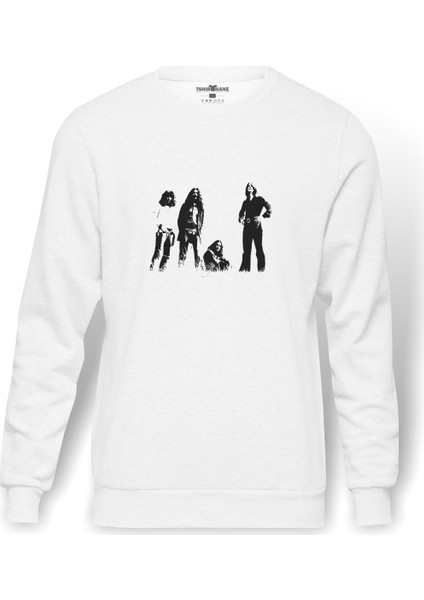 Black Sabbath Poster Heavy Metal Albüm Baskılı Beyaz Erkek Örme Sweatshirt Uzun Kol
