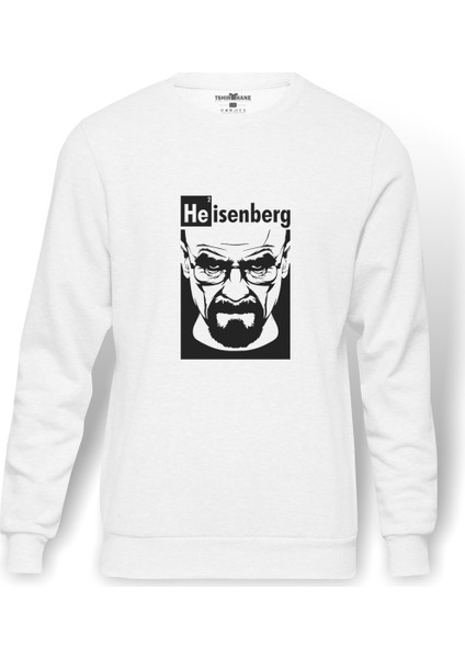 Breaking Bad Heisenberg'S 2 Baskılı Beyaz Erkek Örme Sweatshirt Uzun Kol