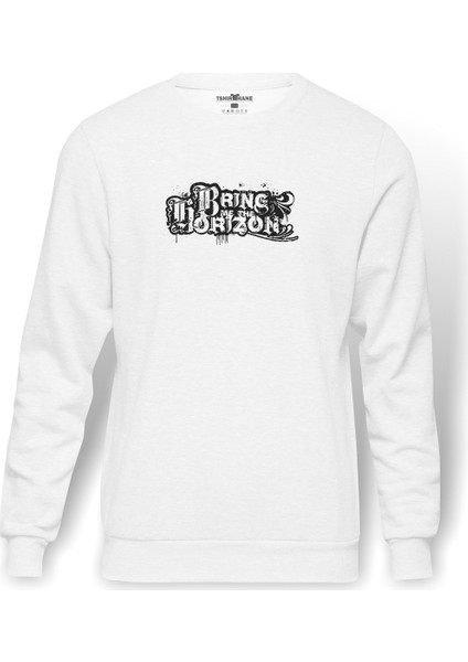Bring Me The Horizon Baskılı Beyaz Erkek Örme Sweatshirt Uzun Kol