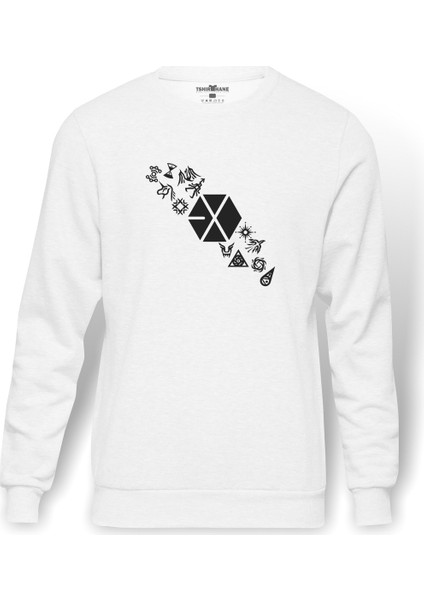Bts Signs Music K Pop Koreli Baskılı Beyaz Erkek Örme Sweatshirt Uzun Kol