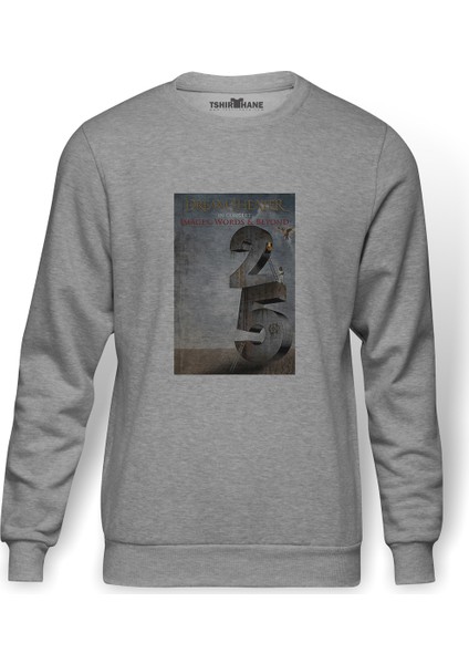 Dream Theater In Concert Metal Rock Baskılı Gri Erkek Örme Sweatshirt Uzun Kol