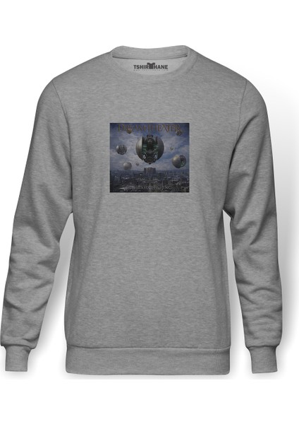 Dream Theater The Astonishing Metal Rock Baskılı Gri Erkek Örme Sweatshirt Uzun Kol