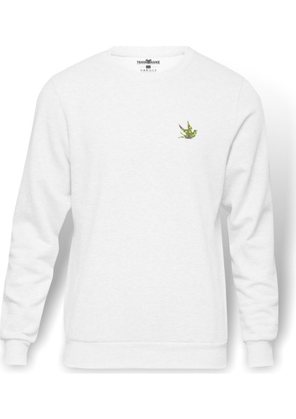 Kiss Floral Ornament Computer Icons Retro Baskılı Beyaz Erkek Örme Sweatshirt Uzun Kol