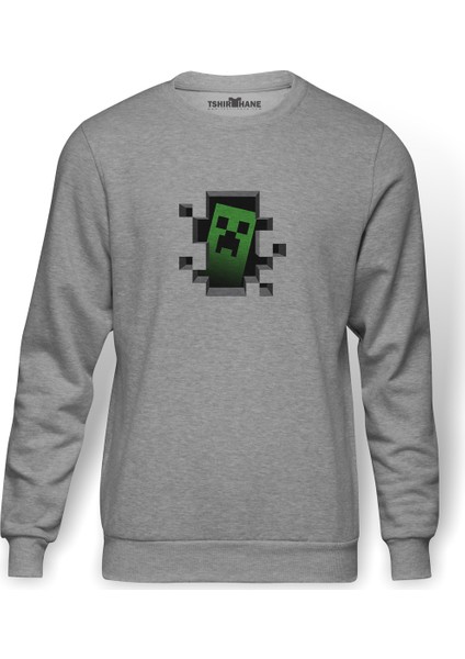 Minecraft Server Mieten Die Besten Hoster Baskılı Gri Erkek Örme Sweatshirt Uzun Kol