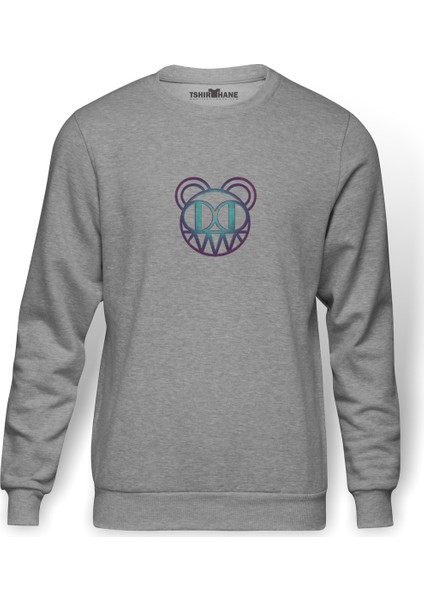 Radiohead Baskılı Gri Erkek Örme Sweatshirt Uzun Kol