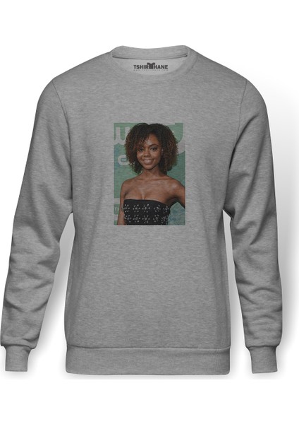 Riverdale Josie Mccoy Ashleigh Murray Josie Baskılı Gri Erkek Örme Sweatshirt Uzun Kol