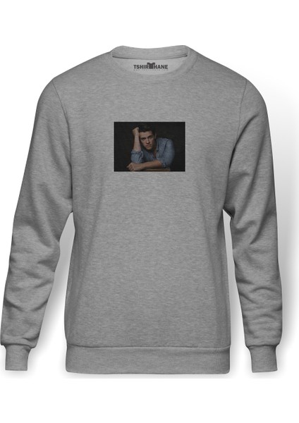 Riverdale Kevin Keller Baskılı Gri Erkek Örme Sweatshirt Uzun Kol
