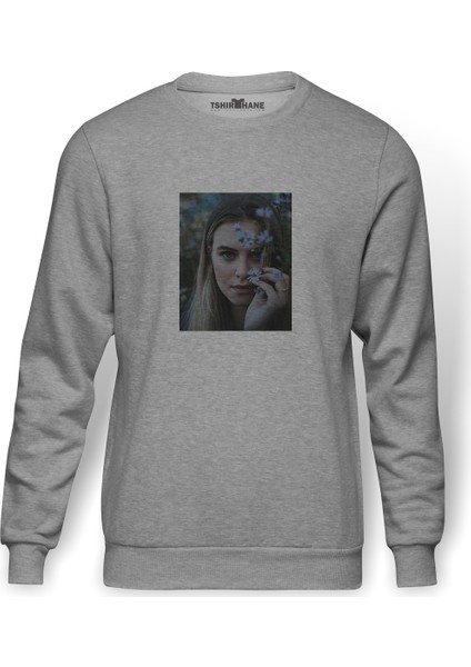 Riverdale Polly Cooper Baskılı Gri Erkek Örme Sweatshirt Uzun Kol