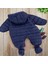 Unisex Bebek Lacivert Kışlık Ayaklı Kapüşonlu Kozmonot Tulum 4