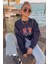 Mad Girls Lacivert Nakışlı Sweatshirt MG813 1