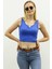 Mad Girls Önü Detaylı Saks Crop Top MG362 3