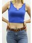 Mad Girls Önü Detaylı Saks Crop Top MG362 4