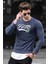 Madmext Baskılı Lacivert Sweatshirt 4375 1