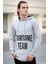 Baskılı Gri Kapşonlu Sweatshirt 4148 1
