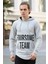 Baskılı Gri Kapşonlu Sweatshirt 4148 3