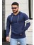 Kol Baskılı Kapşonlu Lacivert Sweatshirt 4123 2