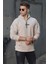 Bej Baskılı Kapüşonlu Sweatshirt 4722 1