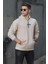 Bej Baskılı Kapüşonlu Sweatshirt 4722 2