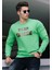 Yeşil Baskılı Bisiklet Yaka Sweatshirt 4751 1