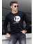 Siyah Baskılı Bisiklet Yaka Sweatshirt 4756 2