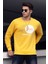 Sarı Baskılı Bisiklet Yaka Sweatshirt 4756 1