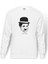 Charlie Chaplin Baskılı Beyaz Erkek Örme Sweatshirt Uzun Kol 1