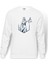 Silhouette Lady Justice Baskılı Beyaz Erkek Örme Sweatshirt Uzun Kol 1
