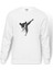 Silhouette Taekwondo Baskılı Beyaz Erkek Örme Sweatshirt Uzun Kol 1