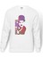 Charlie Chaplin Water Brush Baskılı Beyaz Erkek Örme Sweatshirt Uzun Kol 1