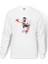 Muhammed Ali Damla Baskılı Beyaz Erkek Örme Sweatshirt Uzun Kol 1