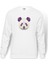 Polygonal Head Panda Baskılı Beyaz Erkek Örme Sweatshirt Uzun Kol 1