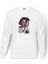 Leon Baskılı Beyaz Erkek Örme Sweatshirt Uzun Kol 1