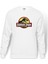 Jurassic Park Logo Black Yellow Red Baskılı Beyaz Erkek Örme Sweatshirt Uzun Kol 1
