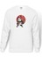 Panda Gitar Baskılı Beyaz Erkek Örme Sweatshirt Uzun Kol 1