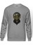Dj Zombie Skull Baskılı Gri Erkek Örme Sweatshirt Uzun Kol 1