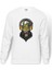 Dj Zombie Skull Baskılı Beyaz Erkek Örme Sweatshirt Uzun Kol 1
