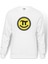Pi Smile Baskılı Beyaz Erkek Örme Sweatshirt Uzun Kol 1