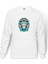 Kral Kulaklık Gözlük Papyonlu Aslan Baskılı Beyaz Erkek Örme Sweatshirt Uzun Kol 1
