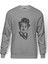 Charlie Chaplin Tipografi Baskılı Gri Erkek Örme Sweatshirt Uzun Kol 1