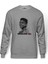 Muhammed Ali Brush Baskılı Gri Erkek Örme Sweatshirt Uzun Kol 1