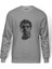Muhammed Ali Illustrator Baskılı Gri Erkek Örme Sweatshirt Uzun Kol 1