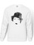 Charlie Chaplin Old Baskılı Beyaz Erkek Örme Sweatshirt Uzun Kol 1