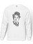 Charlie Chaplin Tipografi Baskılı Beyaz Erkek Örme Sweatshirt Uzun Kol 1