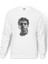 Muhammed Ali Illustrator Baskılı Beyaz Erkek Örme Sweatshirt Uzun Kol 1