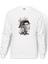 Muhammed Ali Knockout Baskılı Beyaz Erkek Örme Sweatshirt Uzun Kol 1