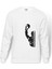 Muhammed Ali Yumruk Baskılı Beyaz Erkek Örme Sweatshirt Uzun Kol 1